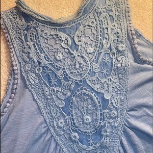 Blue Lace Flowy Altar'd State Tank